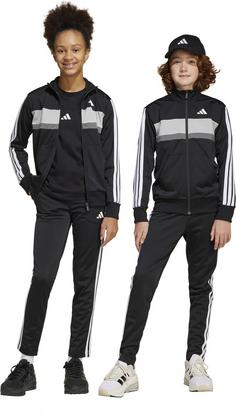 Rückansicht von adidas J 3S TIBERIO TS Trainingsanzug Kinder black-white-grey