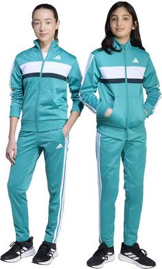 Rückansicht von adidas J 3S TIBERIO TS Trainingsanzug Kinder pure teal-aurora ivy-white