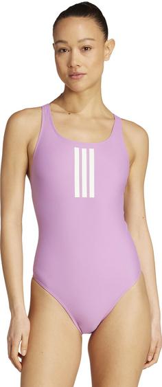 Rückansicht von adidas 3S Schwimmanzug Damen preloved purple-white