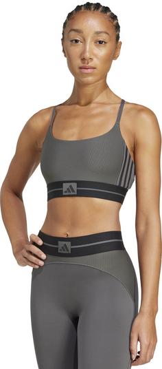 Rückansicht von adidas HYG RIB Sport-BH Damen gresix-black
