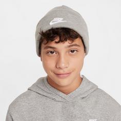 Rückansicht von Nike Peak Beanie Kinder dk grey heather-white