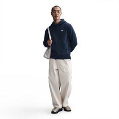 Rückansicht von Nike Club Hoodie Herren obsidian-obsidian-white