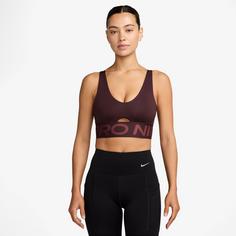 Rückansicht von Nike NP INDY PLUNGE Sport-BH Damen burgundy crush-canyon rust-white