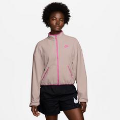 Rückansicht von Nike Club Fleece Fleecejacke Damen silt red-playful pink