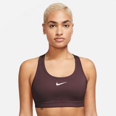 Rückansicht von Nike SWSH MED SPT Sport-BH Damen burgundy crush-white