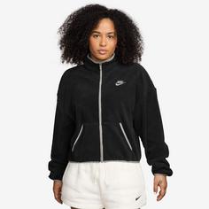 Rückansicht von Nike Club Fleece Fleecejacke Damen black-college grey
