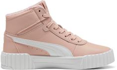 Rückansicht von PUMA Carina 3.0 Mid WTR Jr Sneaker Kinder rose quartz-puma white