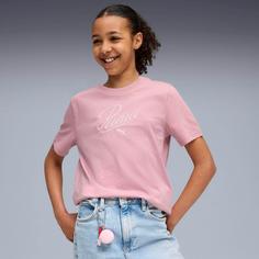 Rückansicht von PUMA ESSENTIALS SCRIPT T-Shirt Kinder poised pink
