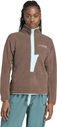 Rückansicht von adidas XPLORIC Fleecepullover Damen earth strata-semi flash aqua