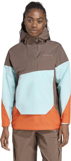Rückansicht von adidas XPLORIC 2.5L Hardshelljacke Damen earth strata-semi flash aqua-semi impact orange
