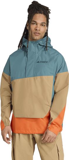 Rückansicht von adidas XPLORIC 2.5L Hardshelljacke Herren preloved teal-cardboard-semi impact orange