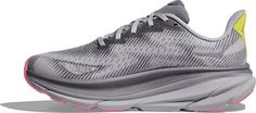 Rückansicht von HOKA GTX Clifton 9 GTX Laufschuhe Damen grey skies foggy grey