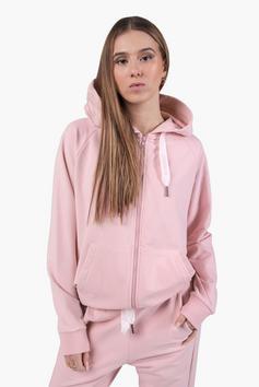 Rückansicht von Kleinigkeit Organnah Montana Sweatjacke Damen soft pink