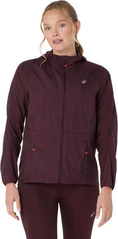 Rückansicht von ASICS ROAD PACKABLE Laufjacke Damen dark currant
