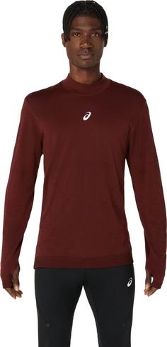 Rückansicht von ASICS ROAD WINTER SEAMLESS Funktionsshirt Herren dark red planet
