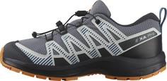 Rückansicht von Salomon XA PRO V8 WP Multifunktionsschuhe Kinder grisaille-dark blue-turmeric