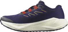 Rückansicht von Salomon AERO BLAZE 3 GRVL Trailrunning Schuhe Damen astral aura-maritime blue-haute red