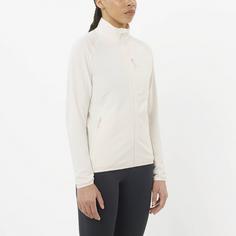Rückansicht von Salomon ESSENTIAL LIGHTWARM Fleecejacke Damen whisper white