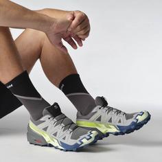 Rückansicht von Salomon SPEEDCROSS 6 Trailrunning Schuhe Herren castlerock-lime cream-poseidon