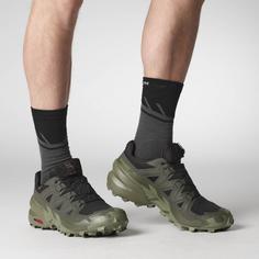 Rückansicht von Salomon GTX SPEEDCROSS 6 GTX Trailrunning Schuhe Herren black-peat-deep lichen green