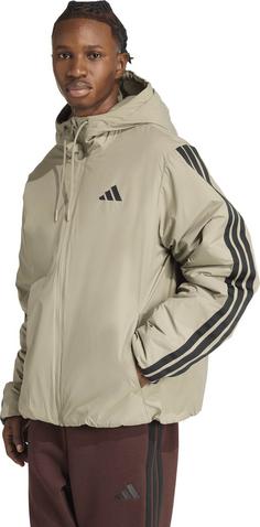 Rückansicht von adidas Essentiell 3S Kapuzenjacke Herren silver pebble