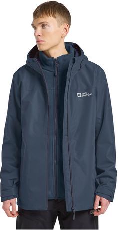 Rückansicht von Jack Wolfskin TAUBENBERG 3IN1 Doppeljacke Herren midnight sky