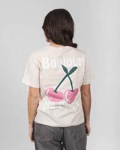 Rückansicht von Kleinigkeit Bonjour T-Shirt Damen beige