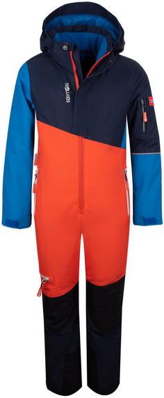 Trollkids Hallingdal Schneeanzug Kinder flame orange-medium blue-navy
