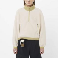 Rückansicht von Salomon CHROMA CROPPED Fleeceshirt Damen whisper white-gray green