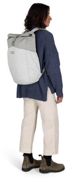 Rückansicht von Osprey Rucksack Arcane Earth Roll Top Daypack pediment grey block