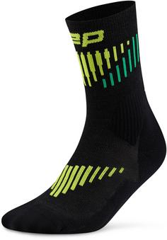Rückansicht von CEP Core Run Merino Laufsocken Herren black-lime