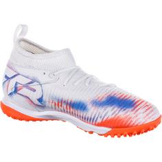 Rückansicht von PUMA FUTURE 8 MATCH TT Mid Jr Fußballschuhe Kinder puma white-puma black-glowing red