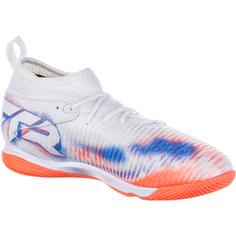 Rückansicht von PUMA FUTURE 8 MATCH IT Mid Jr Fußballschuhe Kinder puma white-puma black-glowing red