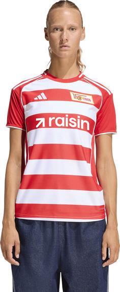 Rückansicht von adidas Union Berlin 25-26 Heim Fußballtrikot Damen vivred-white