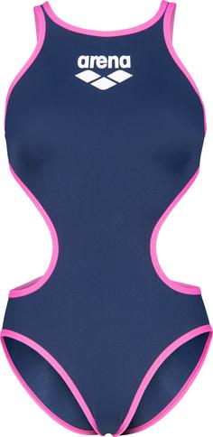 Arena One Big Logo Schwimmanzug Damen navy-fluo pink