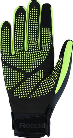 Rückansicht von Roeckl Rapallo Fahrradhandschuhe dress black-fluo yellow