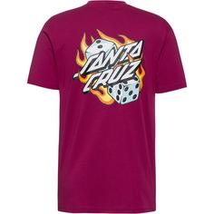 Rückansicht von Santa Cruz Flaming Dice Dot T-Shirt Herren burgundy