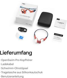 Rückansicht von Shokz Open Swim Pro Kopfhörer red