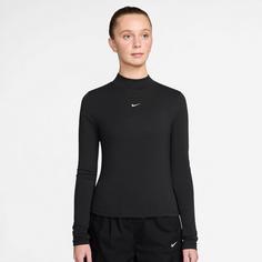 Rückansicht von Nike Mock Langarmshirt Damen black-white