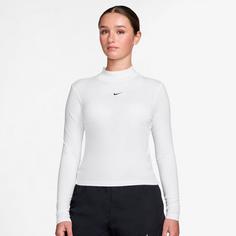 Rückansicht von Nike Mock Langarmshirt Damen white-black