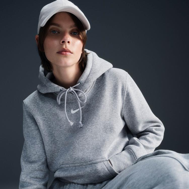 Nike Nike Phoenix Hoodie Damen - dk grey heather-sail - 2 | SportScheck