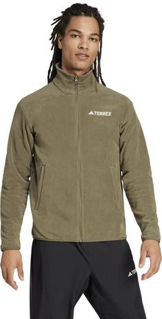 Rückansicht von adidas MULTI ESSENTIALS Fleecejacke Herren olive strata