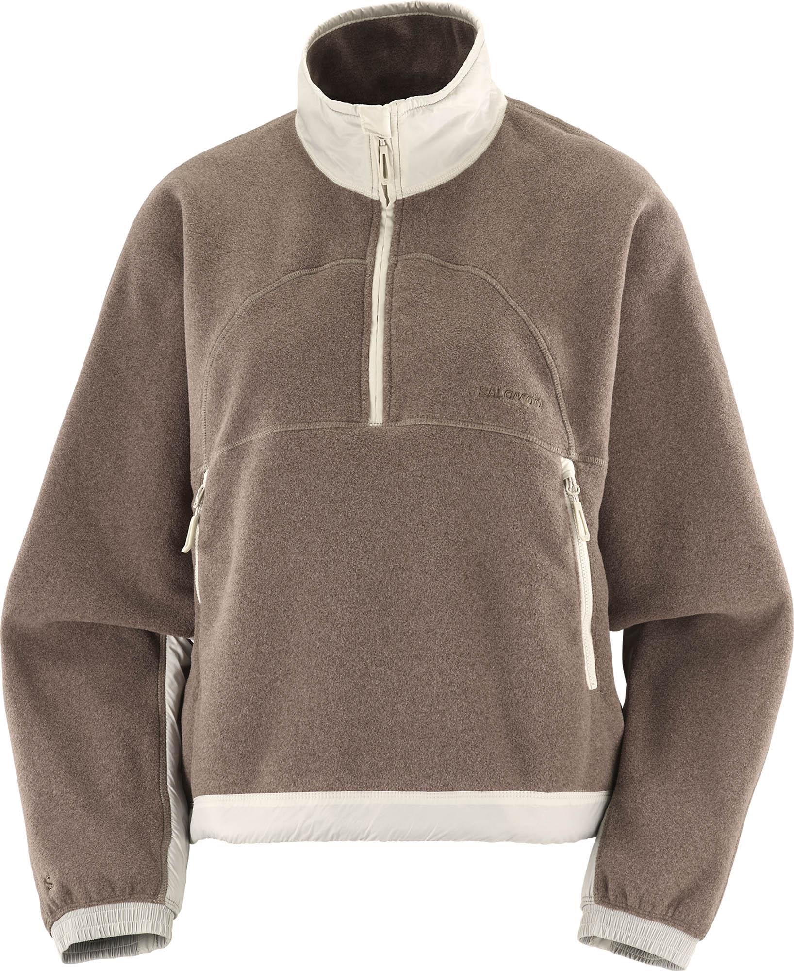 Salomon Fleeceshirt Cropped Loose Fit Polyamid Braun