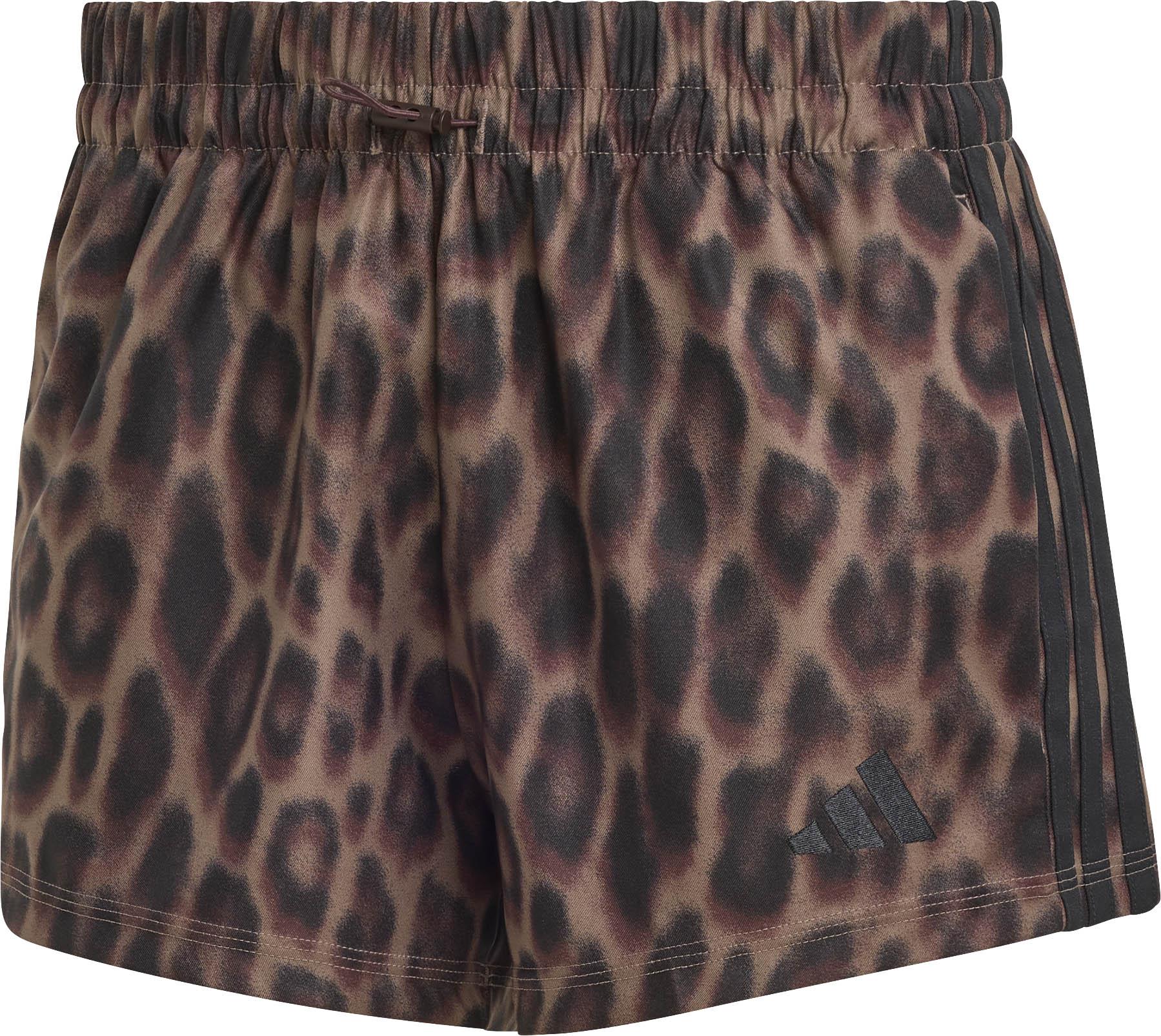 Adidas Shorts Polyester Leoparden-Print Braun