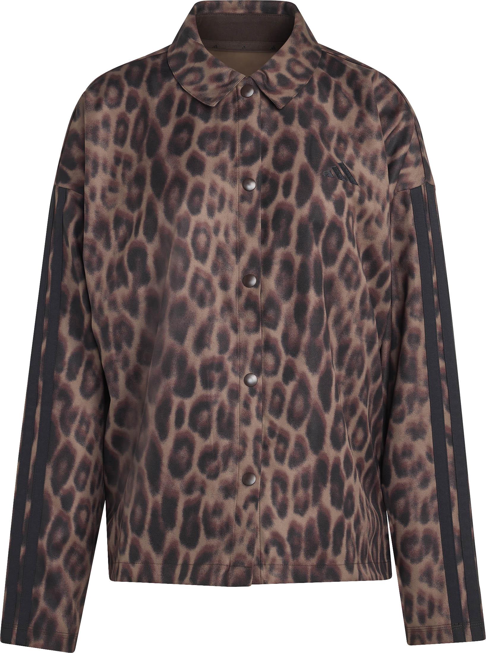 Adidas Jacke Leoparden-Print 3-Streifen Polyester Braun