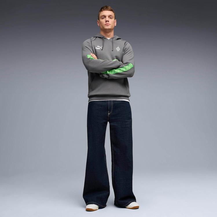 PUMA PUMA BMG FtblKING Hoodie Herren - flat medium gray-puma green - 2 | SportScheck