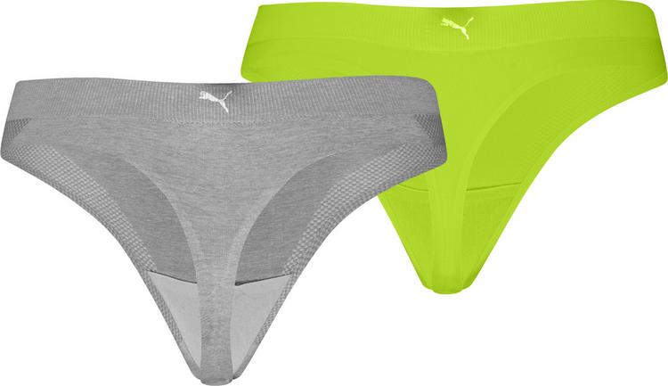PUMA PUMA 3D KNIT SPORT STRINGS 2P Unterhose Damen - grey melange-lime - 0 | SportScheck