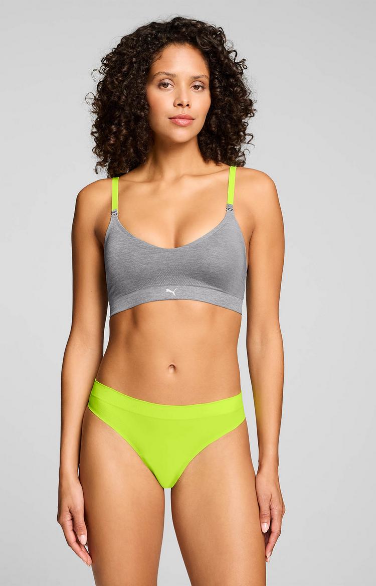 PUMA PUMA 3D KNIT SPORT STRINGS 2P Unterhose Damen - grey melange-lime - 1 | SportScheck