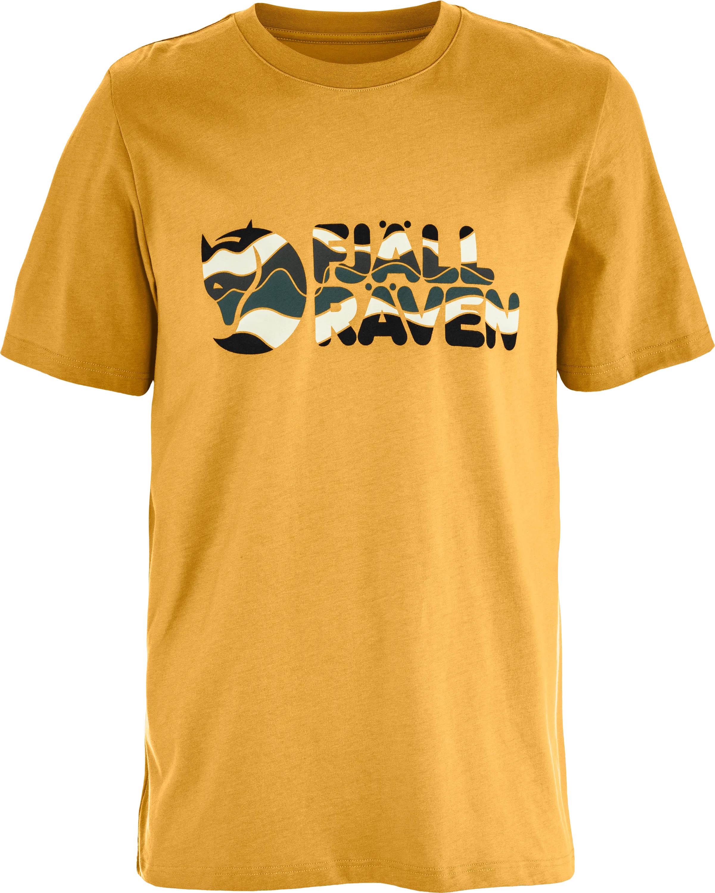 Fjällräven T-Shirt Logo Frontprint Bio-Baumwolle Gelb