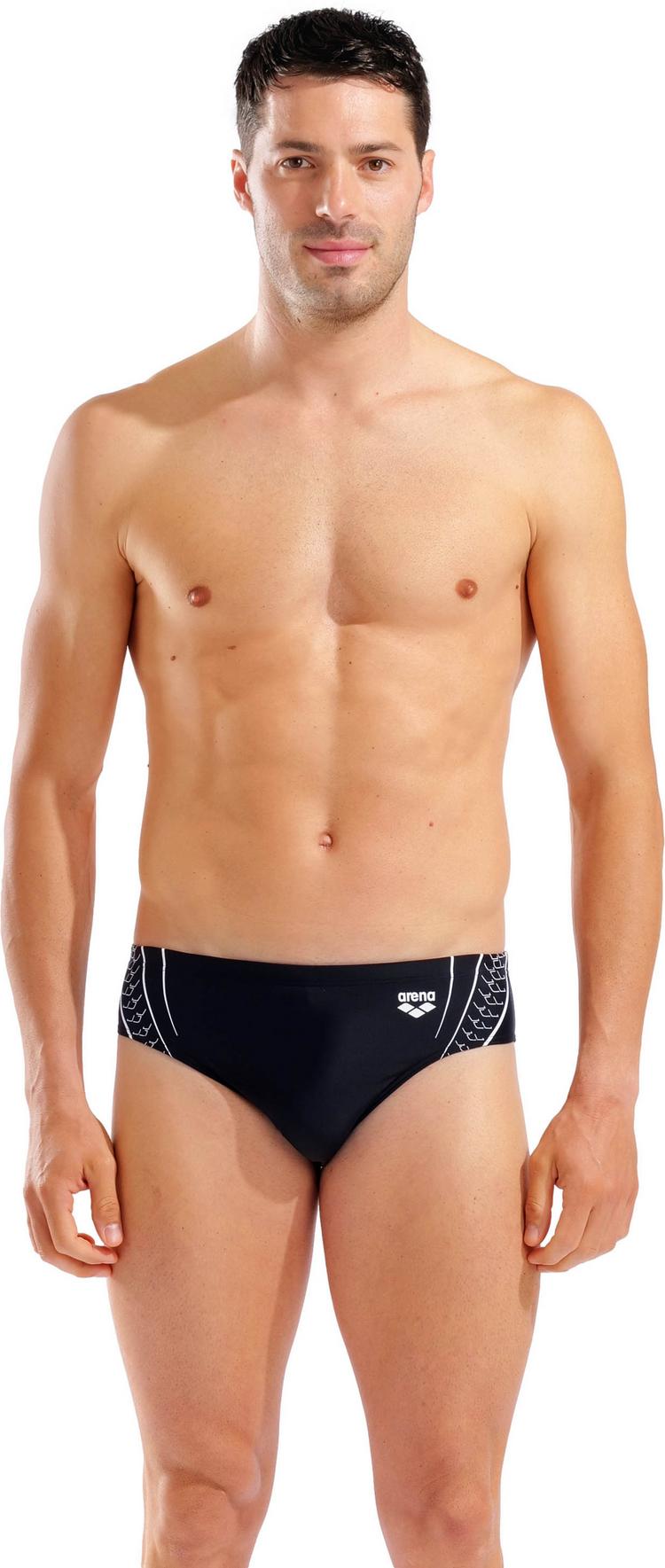 Arena Arena M ARENA DOUBLE GRAPHIC SWIM BRIEFS Badehose Herren - black-white - 0 | SportScheck